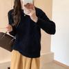 Vintage Twist Thickened Pullover Sweater Women's Autumn and Winter Solid Color Round Neck All-match Loose Knitted Sweater for Outer Wear