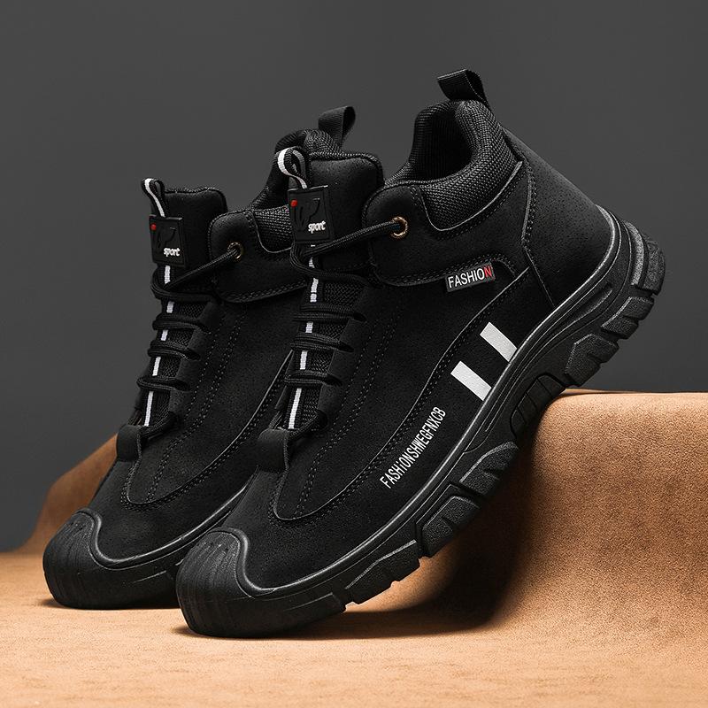 Casual Men's Hiking Shoes Dirt Resistant and Waterproof Boots Retro Suede Men's Boots Soft Soled Lightweight and Wear-resistant Running Shoes