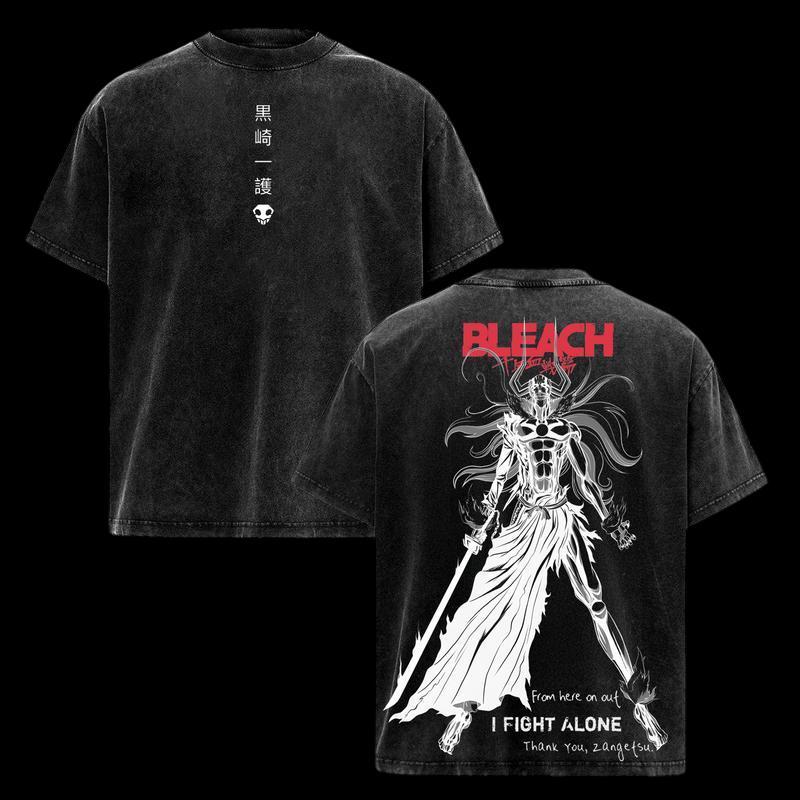 Японская Манга BLEACH Куросаки Ичиго Футболка Готическая Стирка Оверсайз Футболка Для Мужчин Женщин Унисекс Одежда Короткий Рукав Хлопковые Футболки
