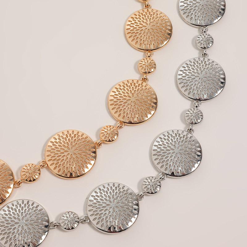 Новый стиль женской поясной цепочки высокого класса с металлическими ажурными узорами и геометрическим дизайном