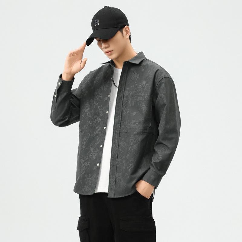 Весна Новая Американская Ретро Свободная Повседневная Мужская Рубашка С Принтом Рубашка с Длинным Рукавом Куртка