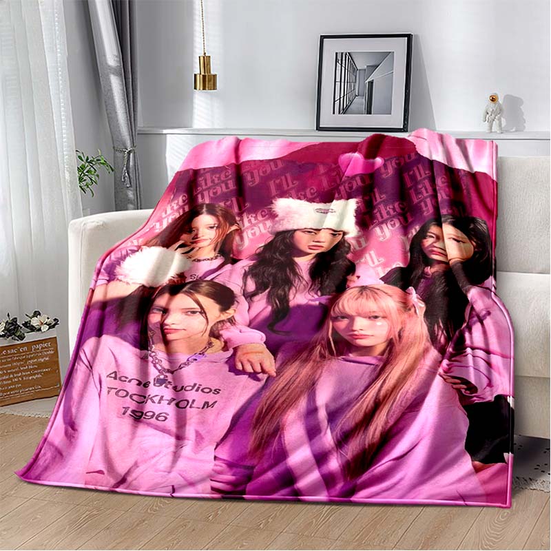 3D Printed Flannel Blanket I-ILLIT Combo K-POP Home Sofa Bed Blanket | Birthday Gift, Customizable