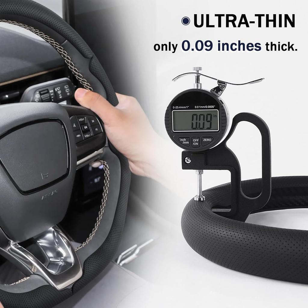 Steering Wheel Cover for Ford Mustang Mach-E 2021-2026, Black Hole | 3-Piece Leather Custom Fit Steering Wheel Accessories