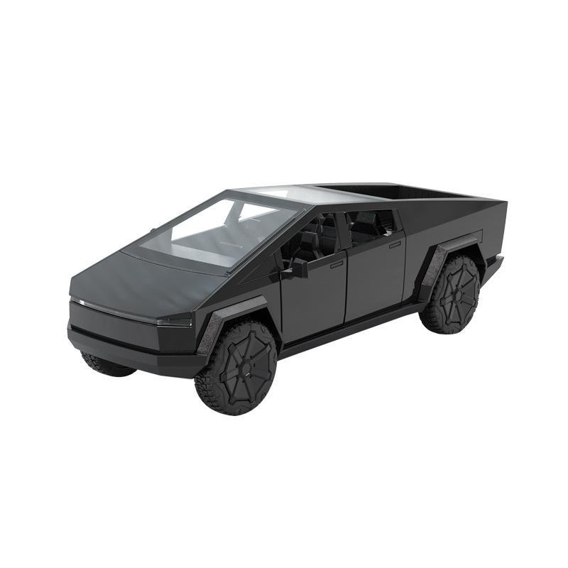 1:32 Tesla Pickup Truck Alloy Model Children's Car Toy Pull-Back Sound Light Two-Door Car Die Casting Toy Festival Gift