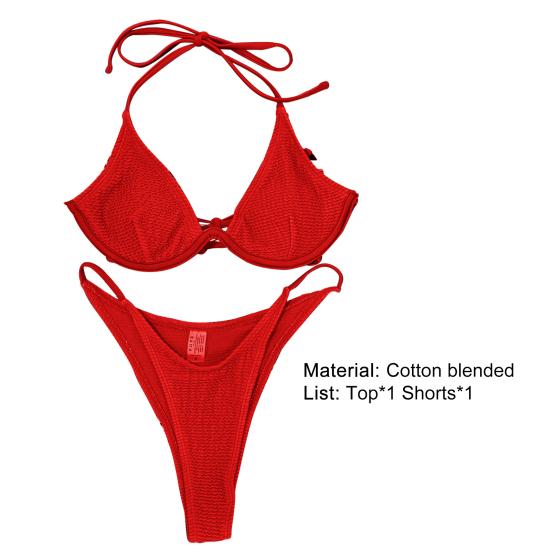 Пуш-ап треугольный мягкий сплошной цвет Холтер женский купальник бикини купальники для плавания