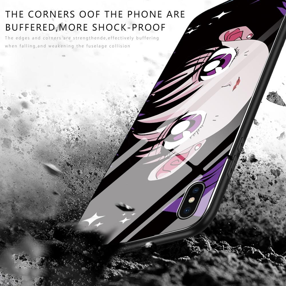 Чехол для телефона из закаленного стекла для iPhone Samsung Galaxy Infinix TPU Soft Edge, противоударный чехол с японскими популярными аниме-персонажами