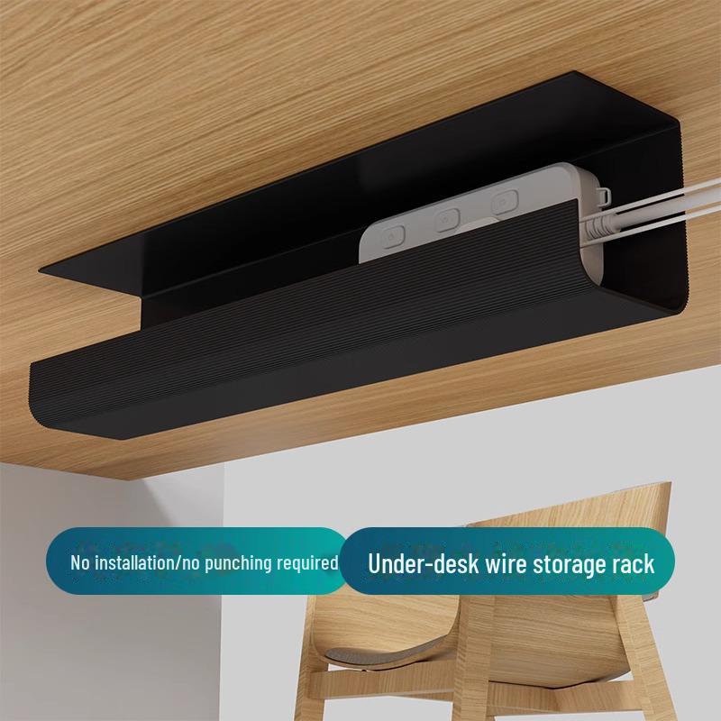 Under-Desk Cable Organizer: No-Punch Cable Management Box and Wire Storage for Computer Desks