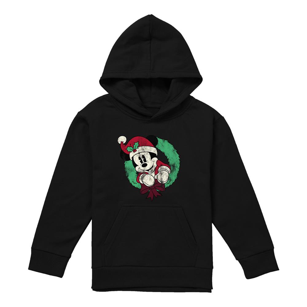 Mickey Mouse Childrens/Kids Vintage Wreath Christmas Hoodie