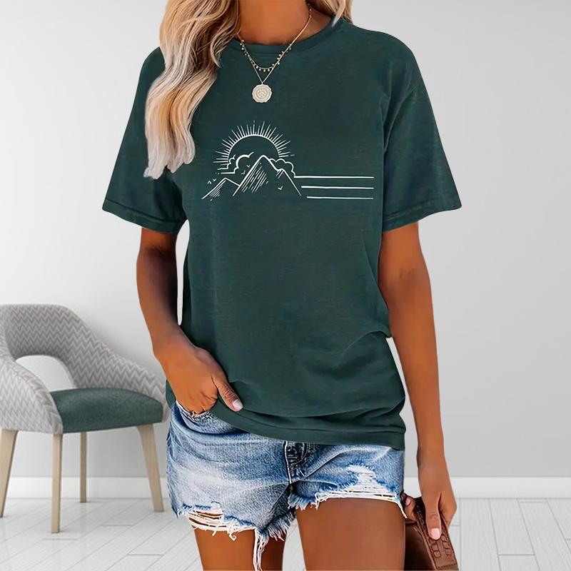 Женская летняя футболка с принтом The Setting Sun, футболки с коротким рукавом, повседневные топы с принтом