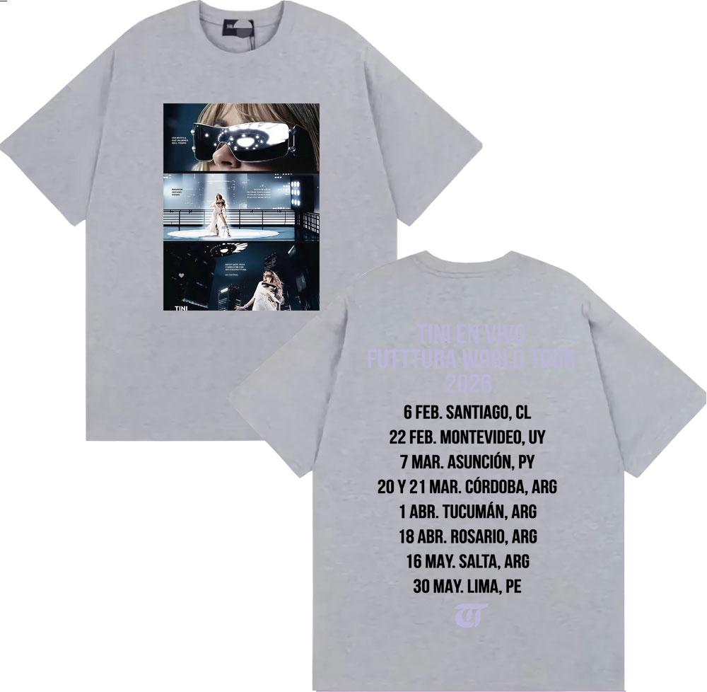 Tini Stoessel Futtura World Tour 2026 Graphic T Shirts Men Women Fashion Hip Hop Aesthetic T-shirts Summer O-Neck Cotton T Shirt