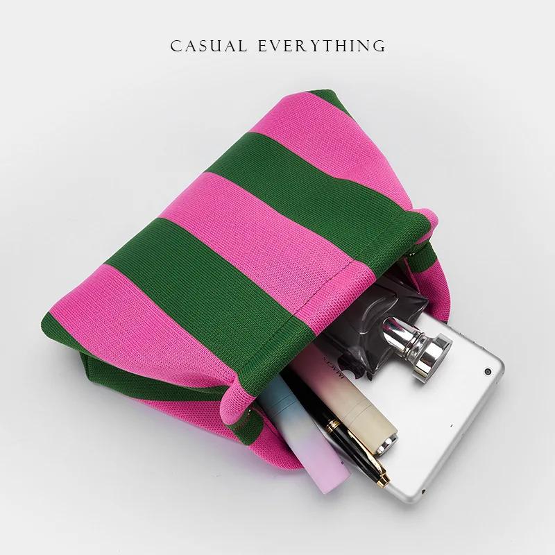 Летняя пляжная сумка-клатч для женщин, плетеные крючком сумки, кошельки, вязаные клатчи, рюшированные, милые, облачные, повседневные, цветные сумки