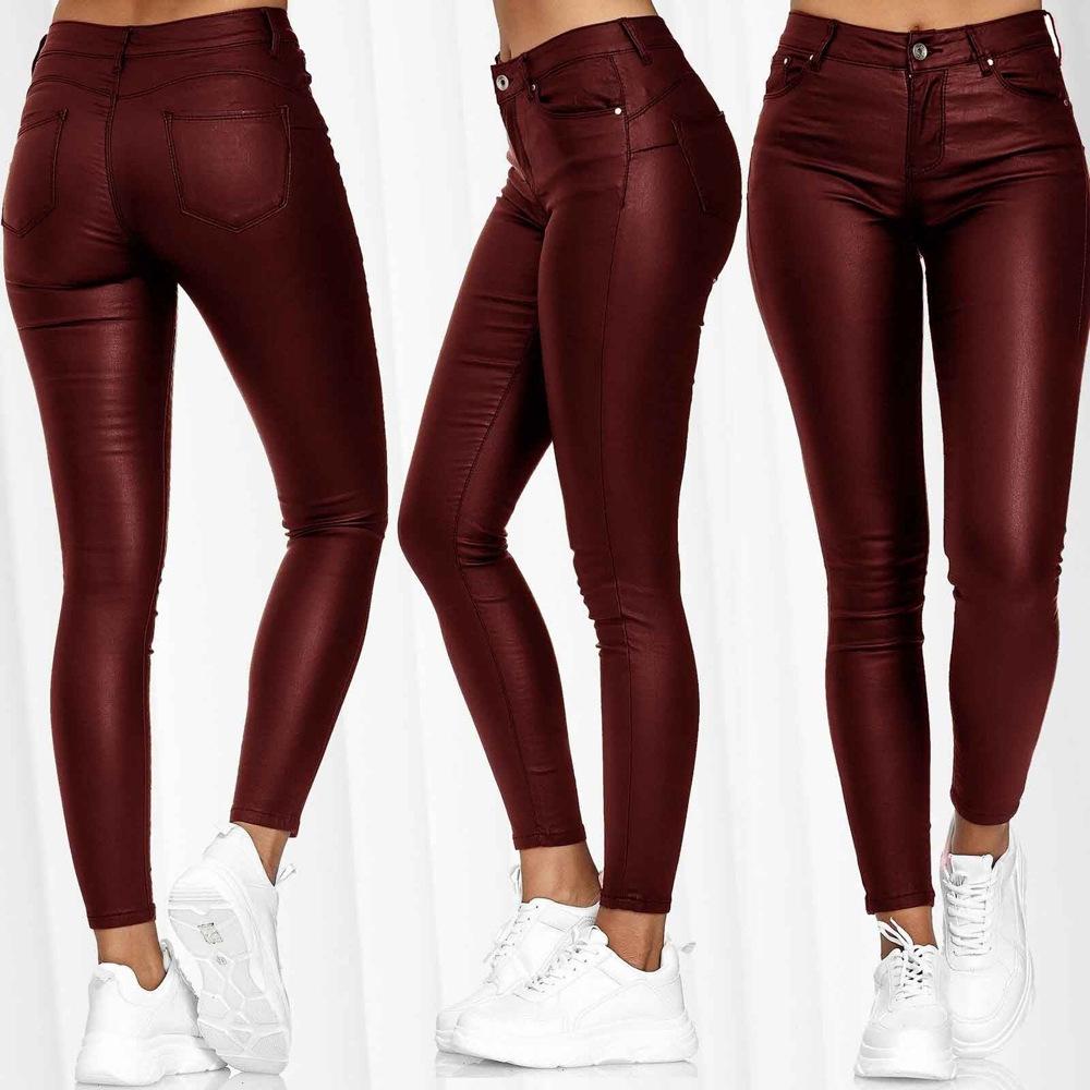 Женские укороченные брюки с высокой талией из ПУ-кожи Slim Fit 2026 - Универсальный повседневный стиль