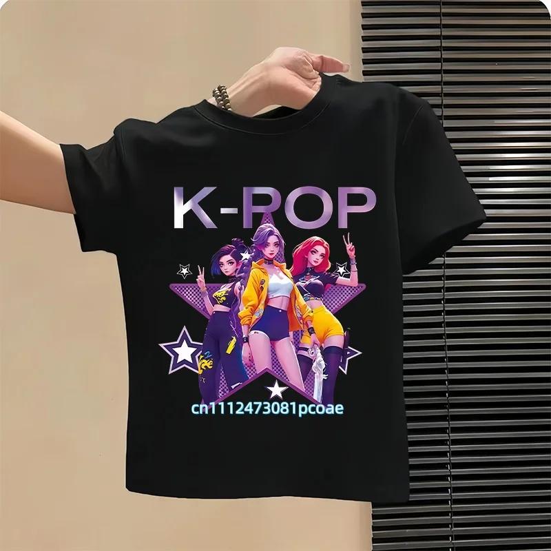 Kpop Childrens T Shirt Cartoon Graphic Short Sleeve Summer Comfortable Top Funny Gift for Fans Harajuku TShirts Girls Clothes