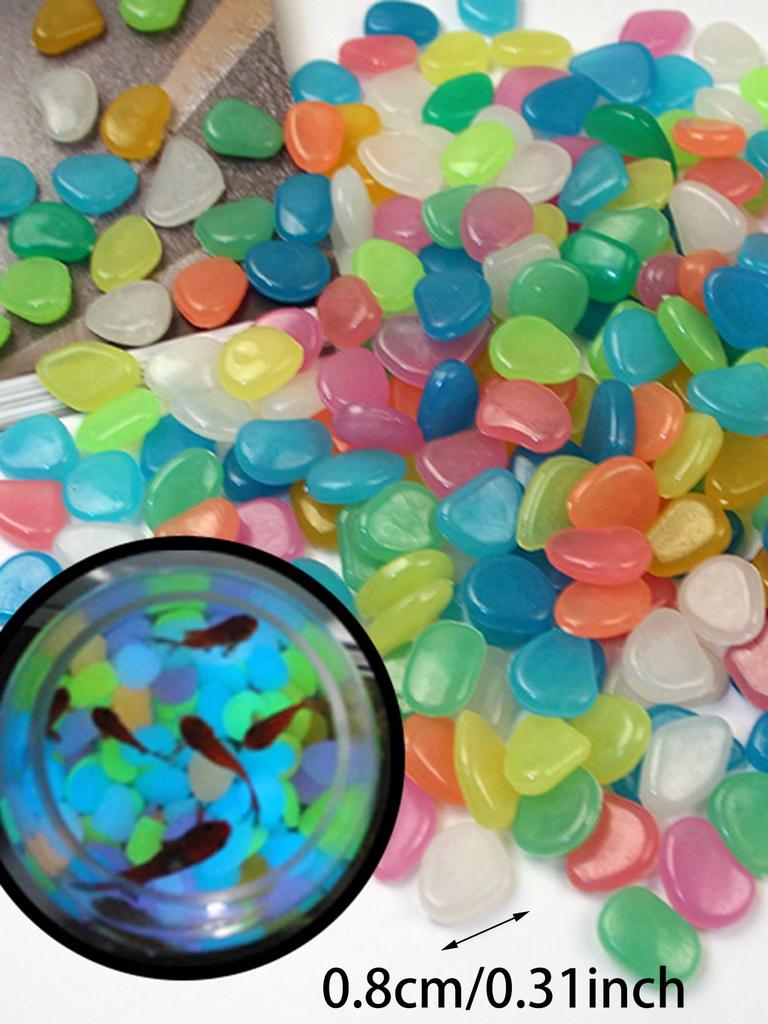 100 шт.-Маленький светящийся камень, светящаяся галька, сад, аквариум, ландшафтный флуоресцентный камень - случайный цвет