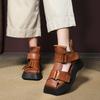 Square Toe Platform Sandals Vintage Genuine Leather Thick Soled Women's Summer Boots
