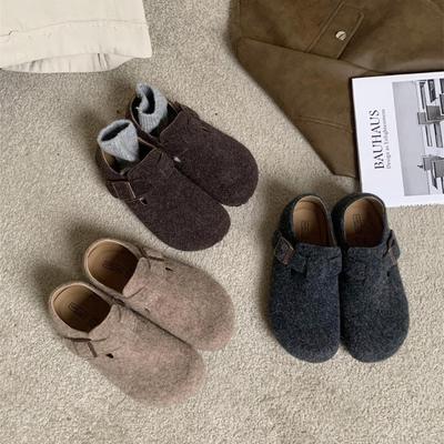 Осень и зима новые ретро ленивые туфли на одной педали толстая подошва увеличивает рост уродливо-милые одинарные туфли женская обувь