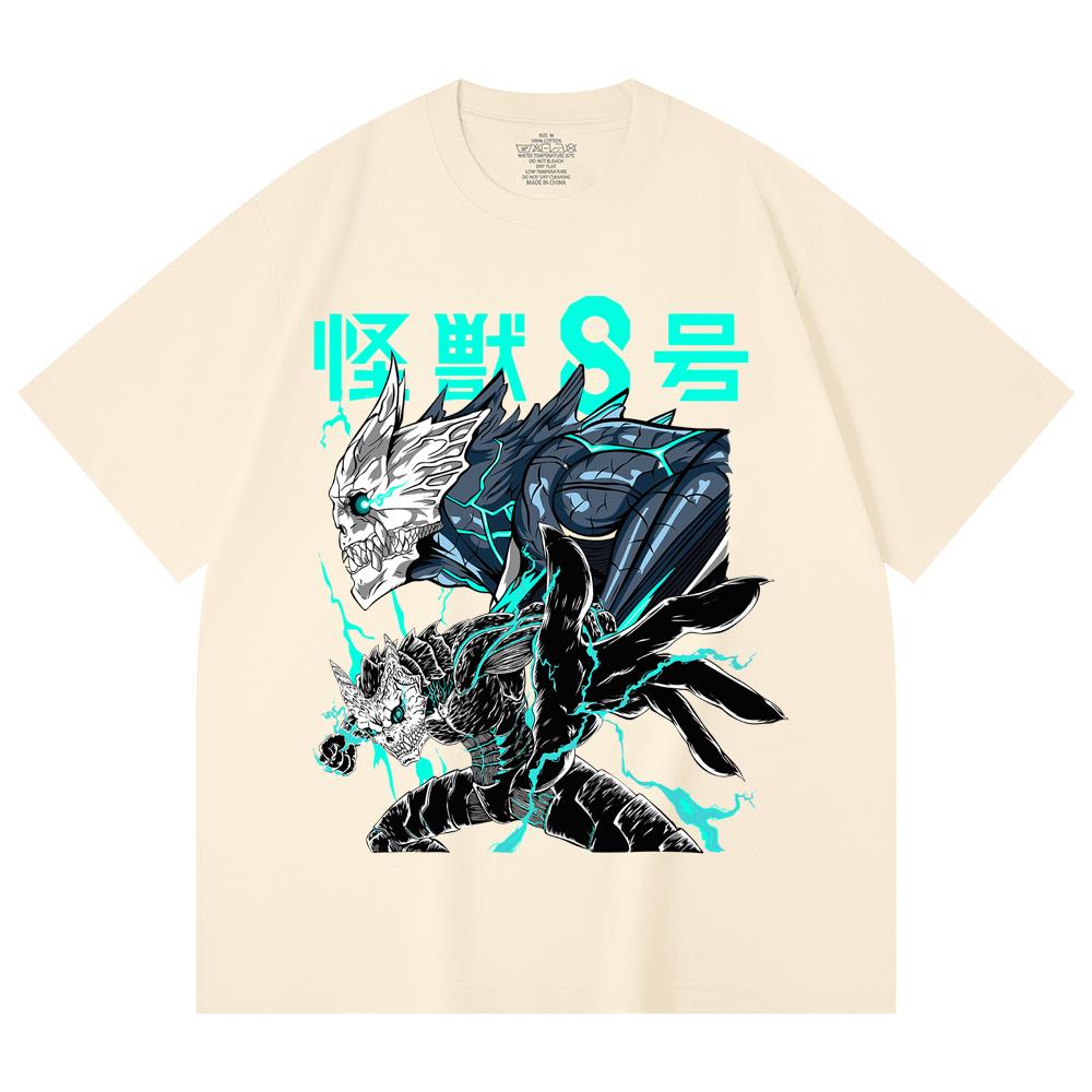 230 г/м² 100% хлопок Kaiju No 8 V4 Принт Унисекс Тяжелая хлопковая футболка