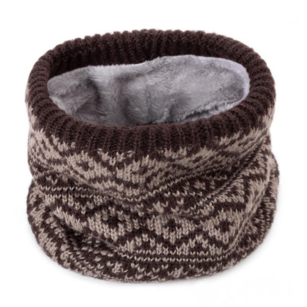 Windproof Fleece Muffler Snowflake Warm Neck Warmer Face Mask Winter Knitted Scarf Outdoor