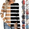 Women's Fashion Casual Stripe, Color Block Patchwork Long Sleeve Round Neck Top