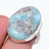 Natural Larimar Gemstone Handmade 925 Sterling Silver Jewelry Ring Size 7 q8P72