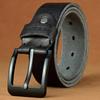 Belt Men'S Leather Pin Buckle First Layer Real Cowhide Retro Men'S Belt Youth Handmade Versatile Black Buckle Jeans Belt