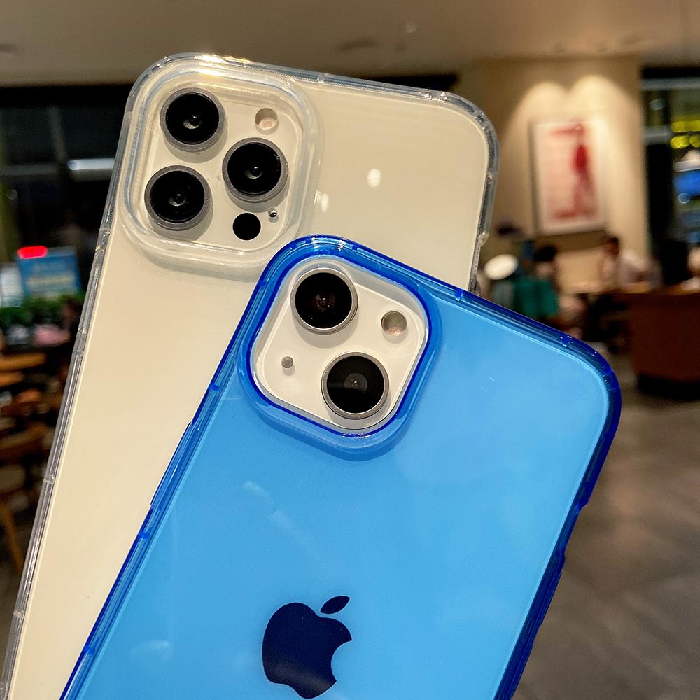 Светящийся неоновый цветной прозрачный чехол для телефона iPhone 17 16 15 14 Pro 11 12 13 Pro Max XR XS 8 Plus Мягкий ударопрочный чехол Coque