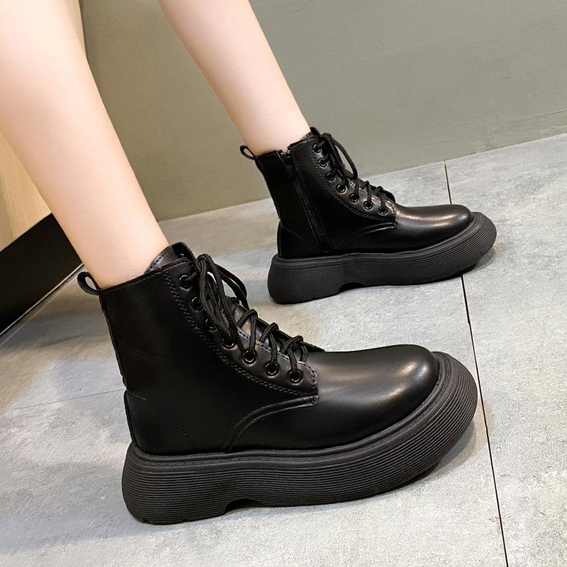 Round-headed Martin Boots Women's 2025 New Foreign-style British-style Short Boots Autumn Women's Shoes Small Thick-soled Women's Outer Wear