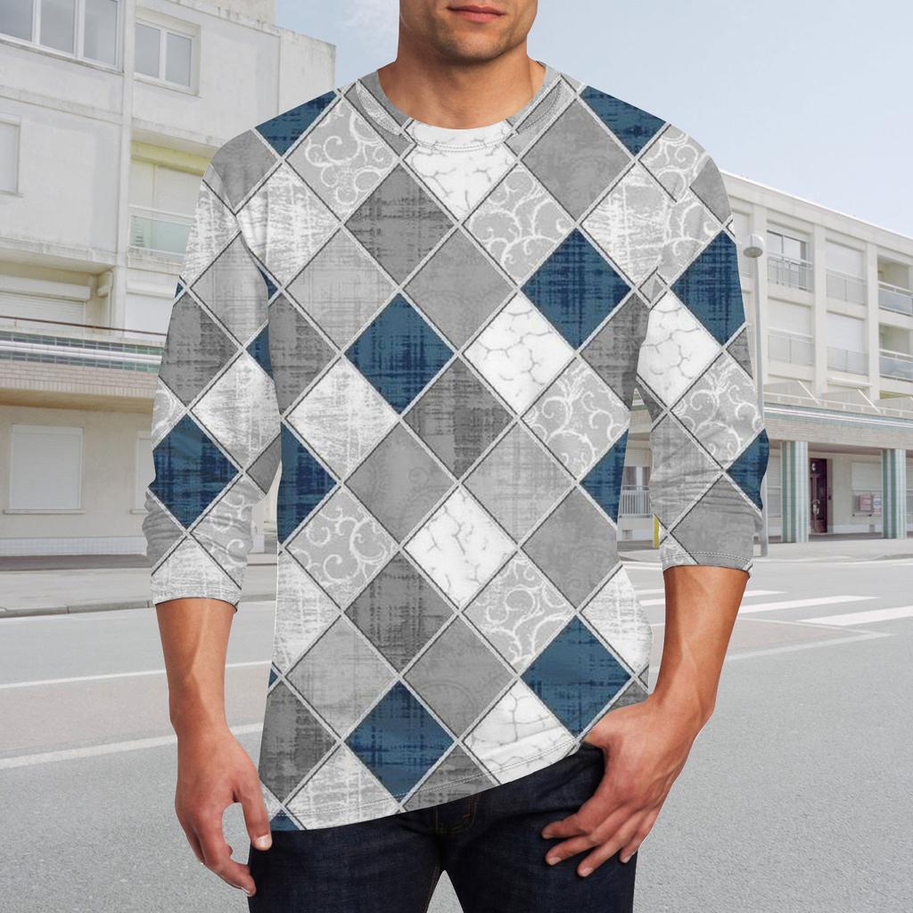 Муж. Футболка Круглый вырез Одежда Одежда На открытом воздухе Длинный рукав С принтом Модельер Винтаж