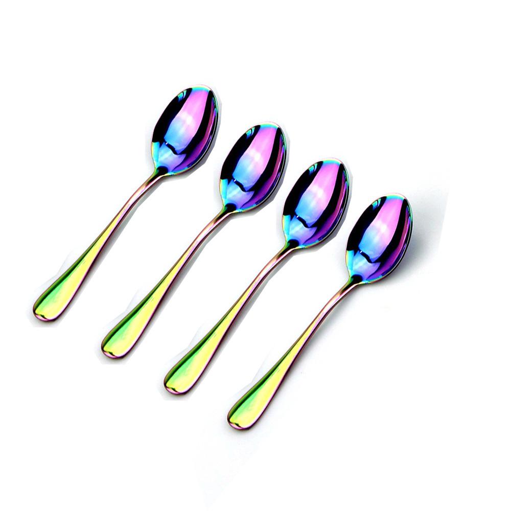 Stainless Steel Rainbow Color Teaspoon Multicolor Style Dinnerware Set Ice Cream Coffee Spoon Soup Spoon Tableware Set
