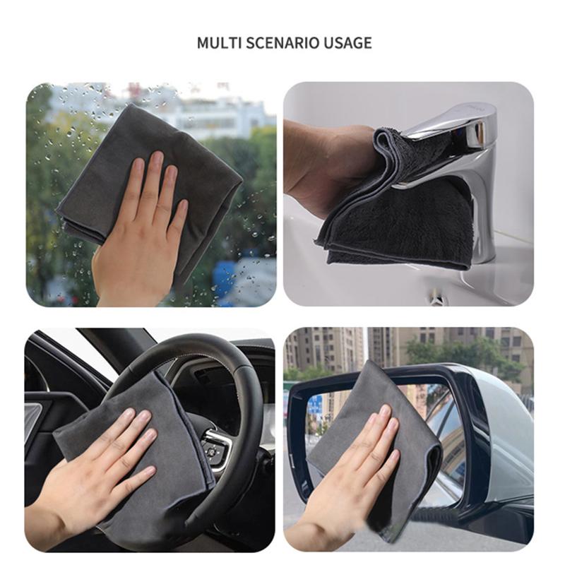 Doube-sided Car Wash Towel for Glass Window Suede Coral Fleece Car Cleaning Drying Cloth No Water Marks Lint-free Auto Wash Tool