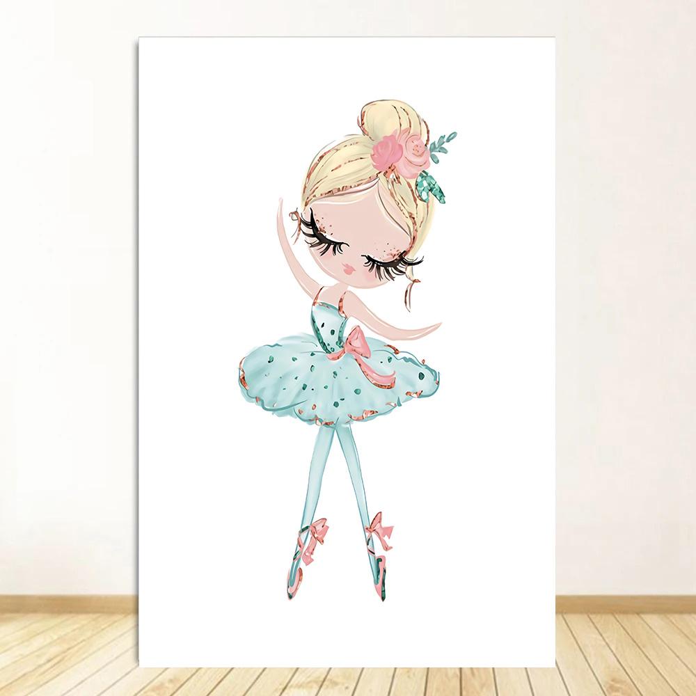 Маленькая принцесса балерина холст плакат розовый лебедь принт живопись детская настенная живопись плакаты балетная девушка картина декор детской комнаты