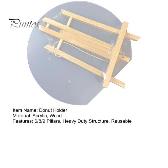Прозрачный акриловый держатель для пончиков, 6/8/9 колонн, круглая основа из цельного дерева, многоразовая подставка для свадьбы, дня рождения, десертного стола, подставка для бубликов с пончиками