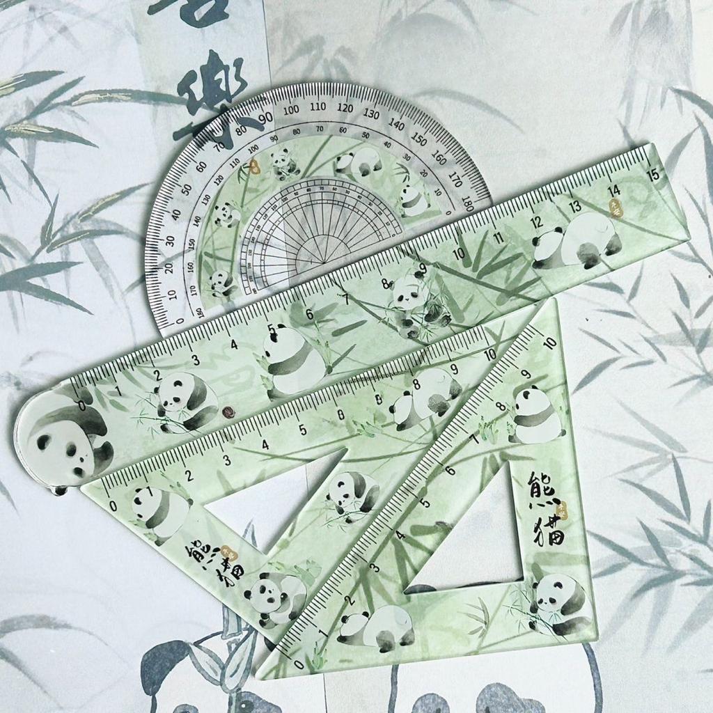 Китайская древняя каллиграфия Прозрачная линейка из 4 частей для студентов Прямая линейка Треугольная линейка Транспортир Назад к школьным принадлежностям