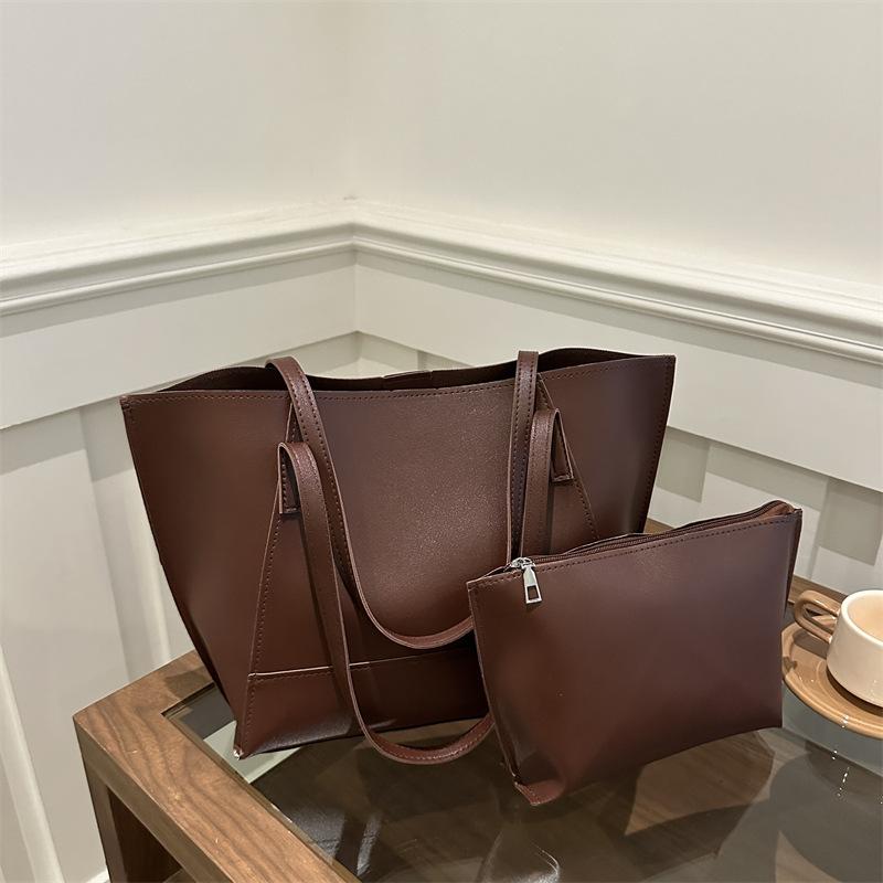 Простая и вместительная модная минималистичная сумка-тоут контрастных цветов для поездок на работу, осенняя темпераментная сумка на одно плечо/подмышку