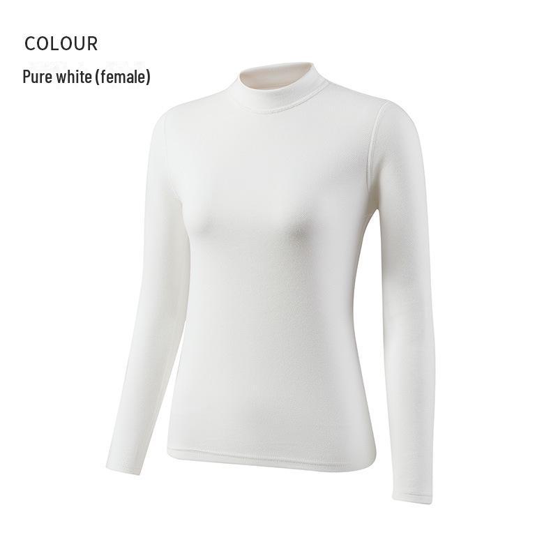 Men's and Women's Thermal Half Turtleneck Long-Sleeve Top - Korean Style White Base Layer for Autumn/Winter.
