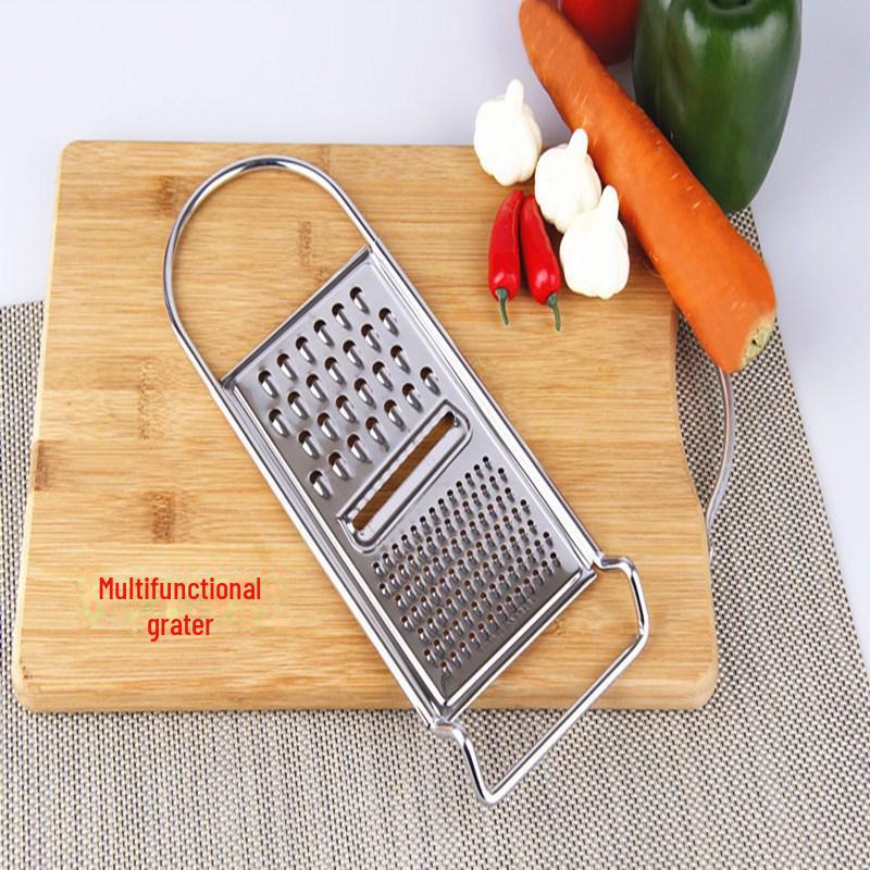 Многоцелевая терка из нержавеющей стали с большими и маленькими отверстиями, пластиковой ручкой — идеально подходит для моркови, дынь, фруктов и многого другого.