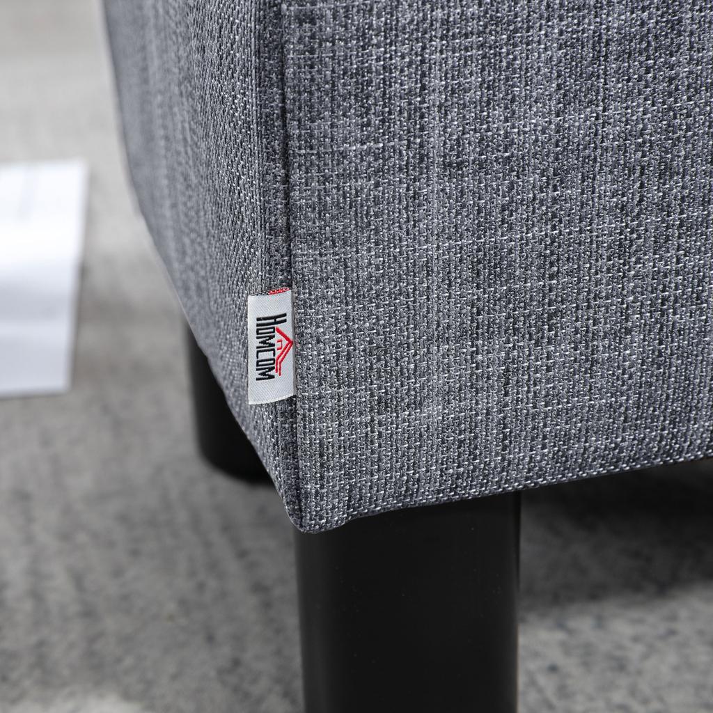 Linen Fabric Footstool Ottoman Cube with 4 Plastic Legs, Grey