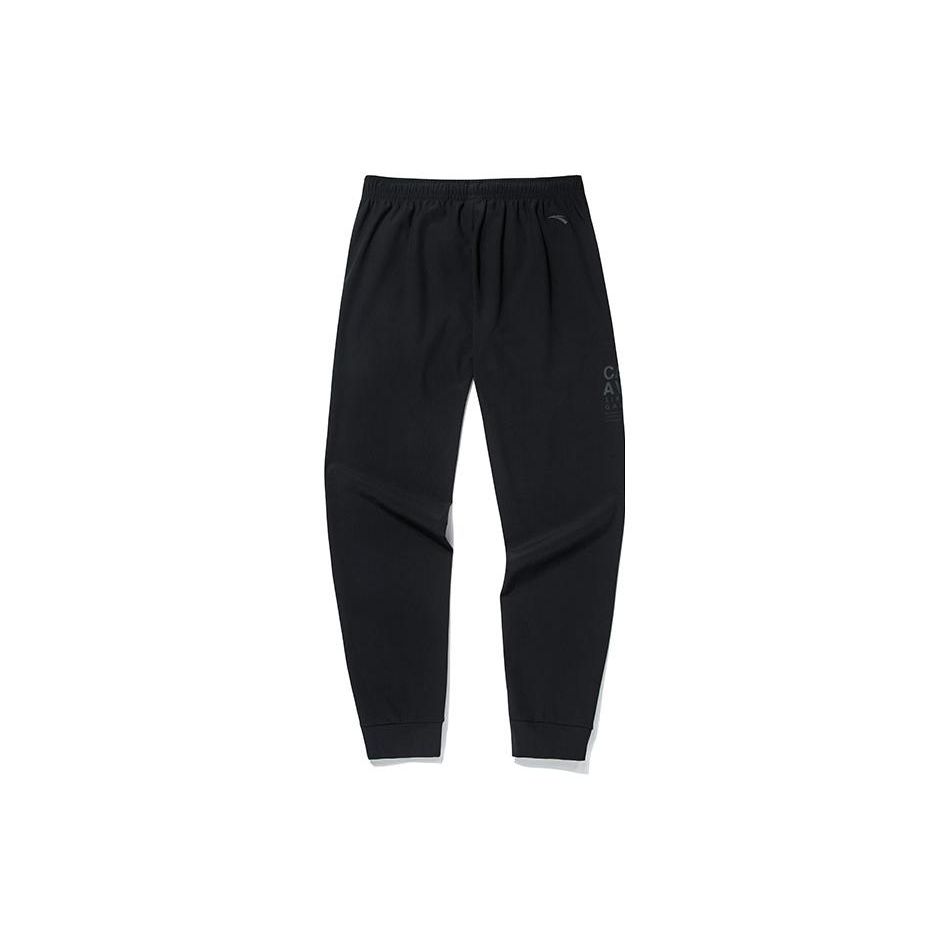 Anta Однотонные свободные джоггеры с буквенным принтом и эластичными манжетами, мужские брюки, черные 152131302-1