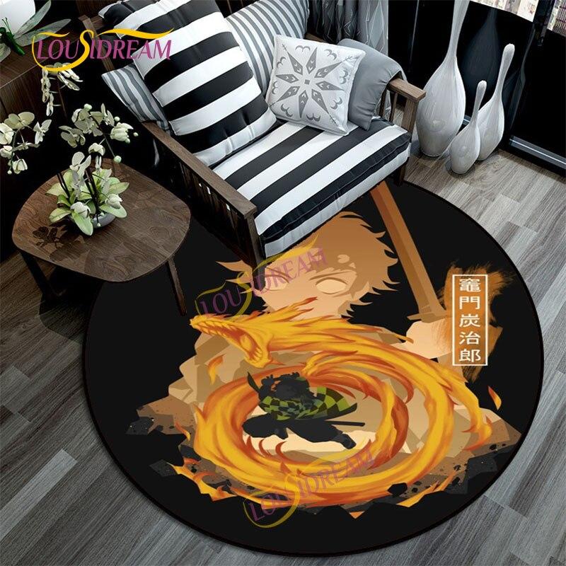 Коврик «Убийца демонов», 3D-печатный мультяшный напольный круглый коврик, коврик для стула для детской комнаты, украшение дома, моющийся ковер.