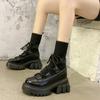 Fashion Punk Super High Platform Boots Women Designer Lacing Chunky Heels Motorcycle Boots Woman Thick Bottom Ankle Booties Female Shoes