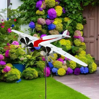 Флюгер Самолет Металлический Самолет Ветряк Садовый Декор Искусство Уличный Полет Самолет Художественный Декор для Двора Сада Снаружи Газон Патио