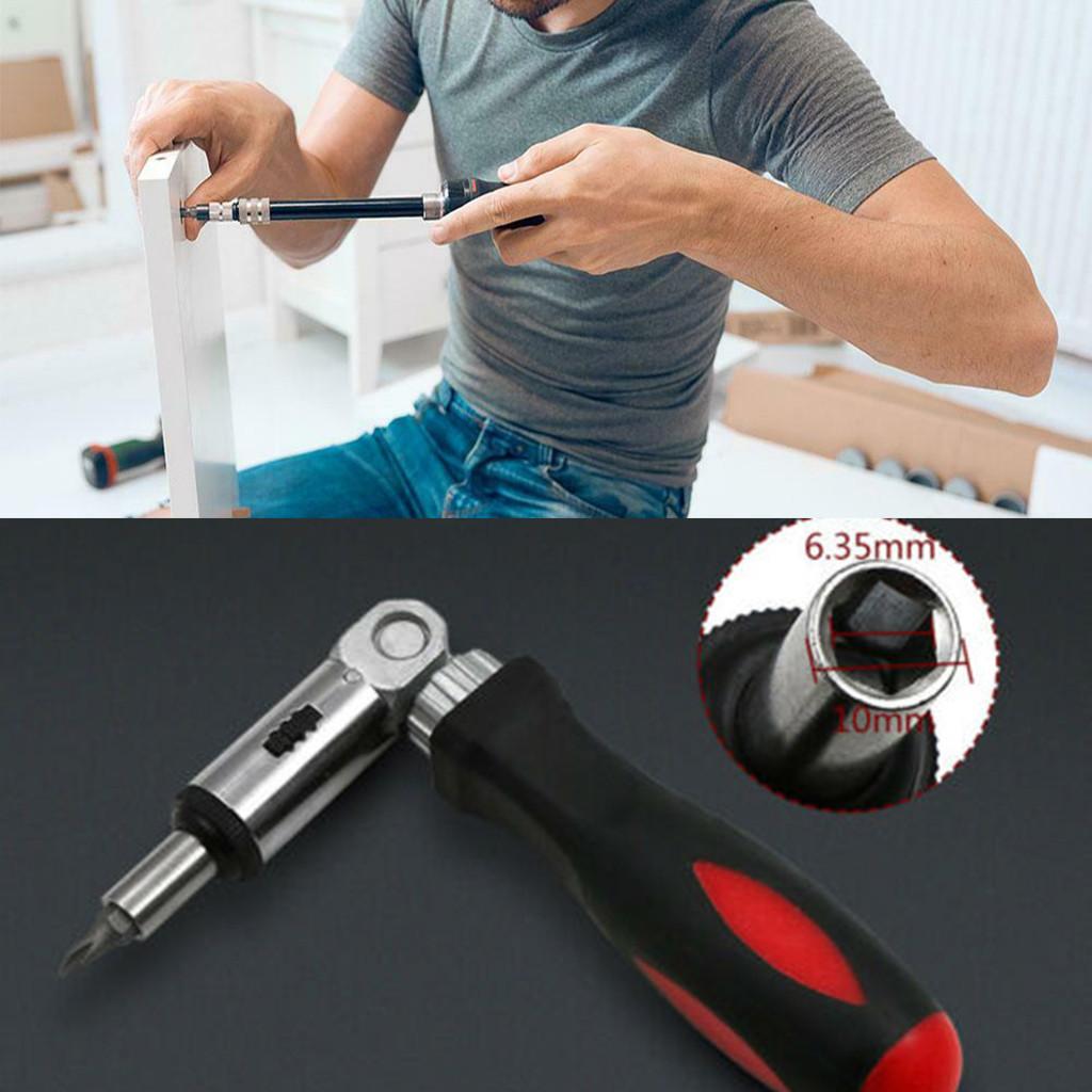 Многофункциональная шестигранная отвертка с трещоткой, вращающаяся на 180 градусов, левая и правая, 1/4 дюйма