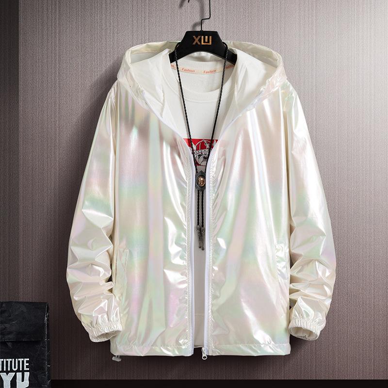 Spring Summer Jacket Women Colorful Shiny Sunscreen Clothing Couples Color Thin Waterproof Coats Trend Large Size S-6XL