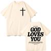 Christian Jesus Church T-shirt Bible Verse God Loves You Print T-shirts Fashion Aesthetic Oversized T Shirts Unisex Streetwear