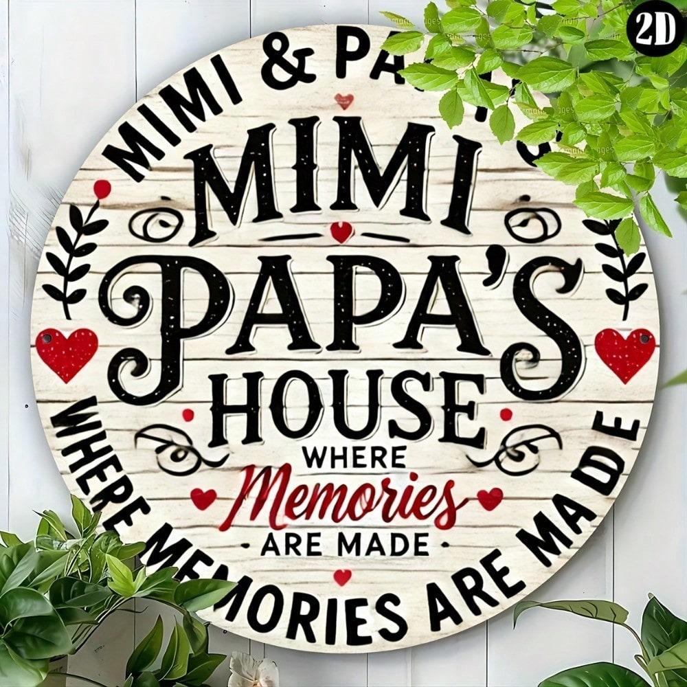 1 шт. Ретро Семейный Дом Металлическая Настенная Табличка Mimi Papa Дом Воспоминания Винтажный Декор Табличка для Сада Патио В помещении На улице Прочный Железный