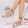 Большие размеры Простые босоножки на низком каблуке Женские летние туфли-гладиаторы с тонкими перекрестными ремешками Женские удобные пляжные сандалии на толстом каблуке
