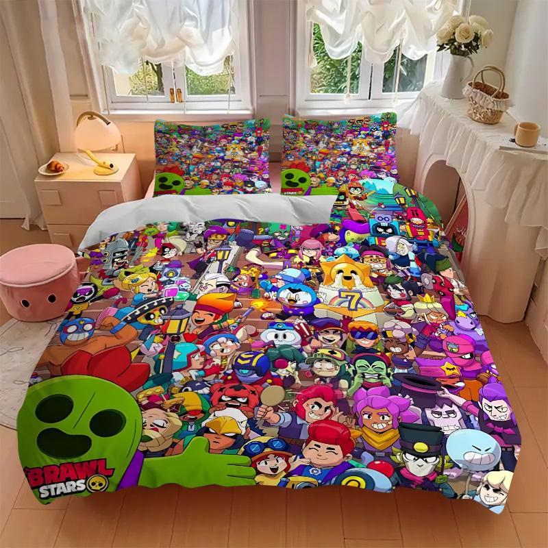 Brawl Stars Characters Print 3Pcs Bedding Setduvet Cover With 2 Bedropillowcase Home Birthday Gift