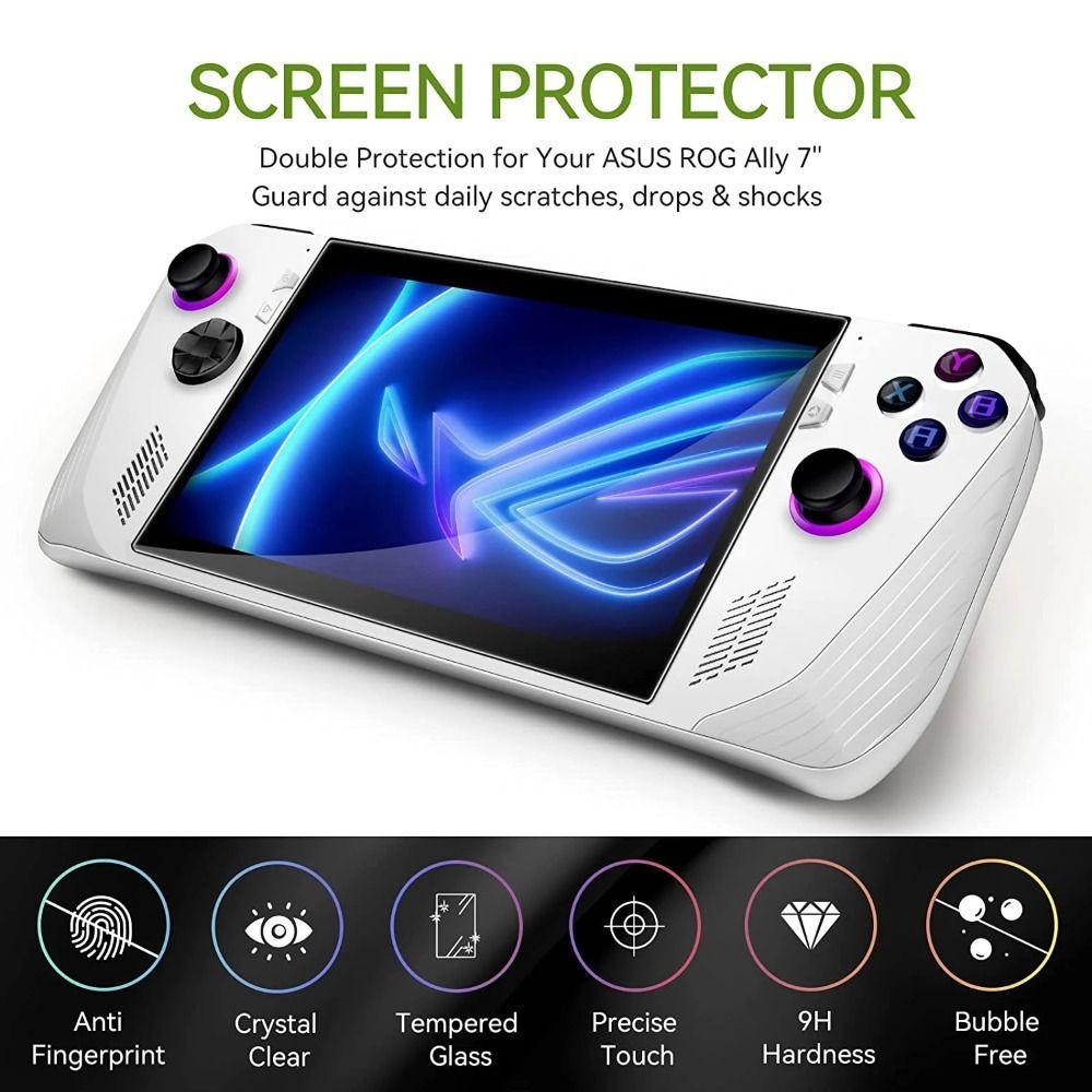 3pcs Handheld Console Screen Protector HD Tempered Glass for Asus ROG Ally Anti Fingerprint