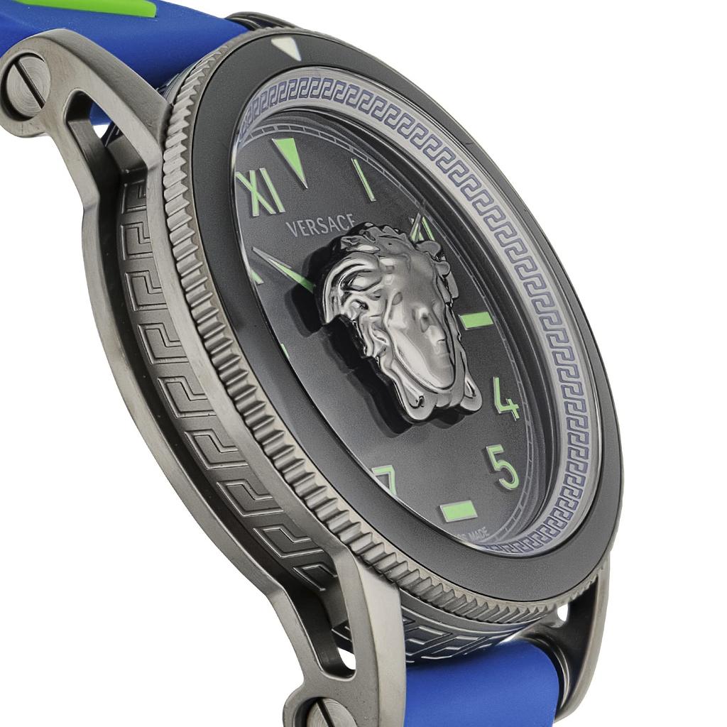 Watch Palazzo Black Dial Stainless Steel Sapphire Glass Quartz 43MM Swiss Watch VE2V00722 Blue [Versace] V-PALAZZO Men's [Item]