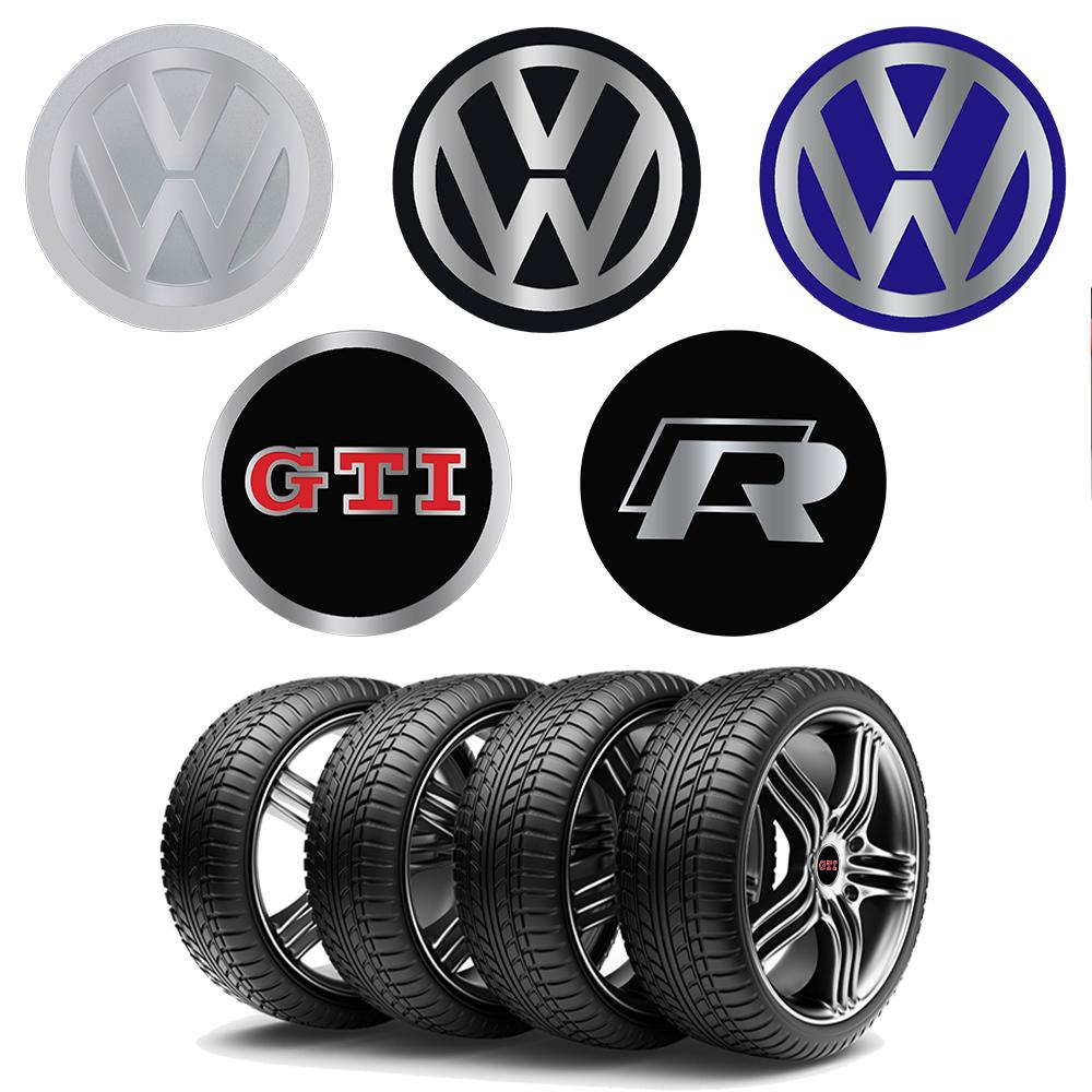 VW 4Pcs 56/60/65mm Car Wheel Center Hub Caps Sticker Badge for Volkswagen VW Golf 4 5 6 7 Bora MK7 Beetle Touran Tiguan GTI R Line xm3